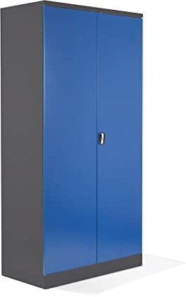 Schrank & Stuhl XXL Werkzeugschrank – Werkstattschrank/Stahlschrank mit 4 höhenverstellbaren, vollverzinkten Fachböden, 195x92x60, Anthrazit/Blau