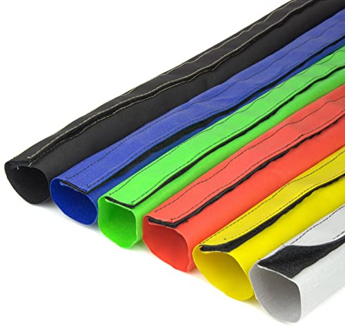 Meterware Kabelschlauch/Nylon-Gewebeschlauch mit Klettverschluss Ø 30mm gelb*** Viele Größen & Farben *** Kabelschutz Schutz Schlauch Hitze Abrieb