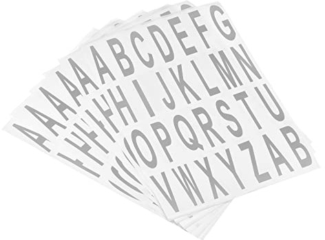 sourcing map 15 Stück Buchstaben-Aufkleber, graues Alphabet, klebrige Buchstaben, PVC-Vinyl, für Briefkastenadresse, Fenstertür
