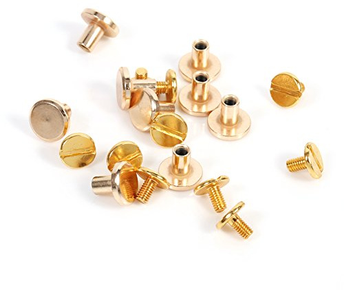 Messingschraube Schraubknöpfe, 10 Sätze Schraubnieten für Leder, Schraubniete Gold Chicago Schrauben 5mm 6,5mm 8mm Optional, Messingknopf Lederschrauben für Ledernietengürtel(8mm)