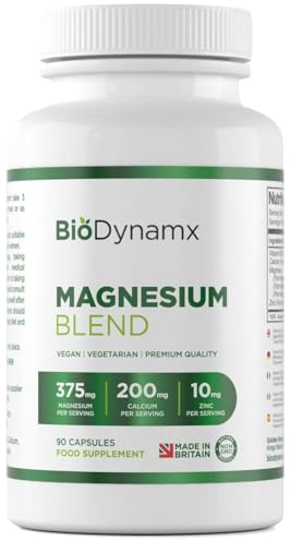 Complejo de magnesio 3 en 1 BioDynamx 375 mg – Glicinato, Malato y Citrato – 90 cápsulas veganas de alta potencia (suministro para 30 días) | Energía, recuperación y apoyo para el sueño