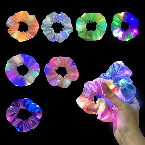 Lot de 7 bandeaux colorés et brillants pour cheveux - Pour un usage quotidien, les festivals et les fêtes (3 modes d'éclairage)