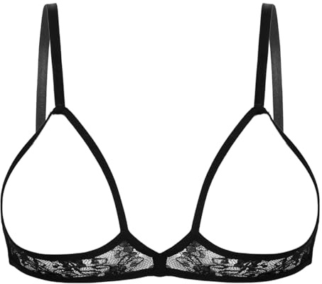 iiniim Dam ouvert bh lyftbehå spets push up bröstfri bustier toppar med bygel bystlyft bh, underkläder, svart, M