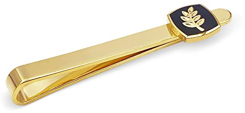 THE MASONIC COLLECTION Corbata con símbolo de hoja de acacia para hombre, llamativo, diseño de símbolo masónico, ideal para uso formal, chapado en oro, con bolsa de terciopelo, un regalo masónico