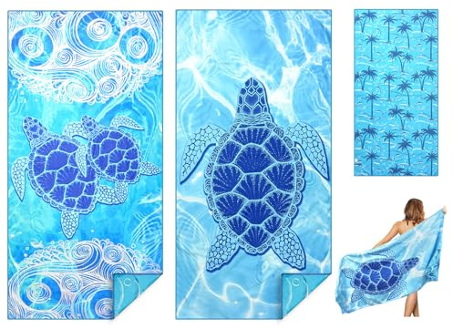 2 Pezzi Telo Mare Microfibradi 90 x 180 cm, Asciugatura Rapida Telo Mare Grande Leggero Asciugamano Mare Resistente Alla Sabbia Asciugamano da Bagno Adattoper Spiaggia/Palestra/Viaggi/home (05)