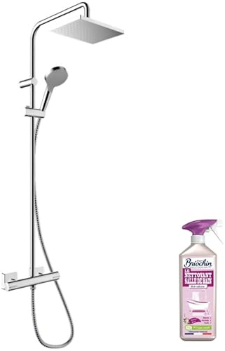 Colonne de douche thermostatique HANSGROHE Vernis Shape 230 Green Chromé + nettoyant Briochin