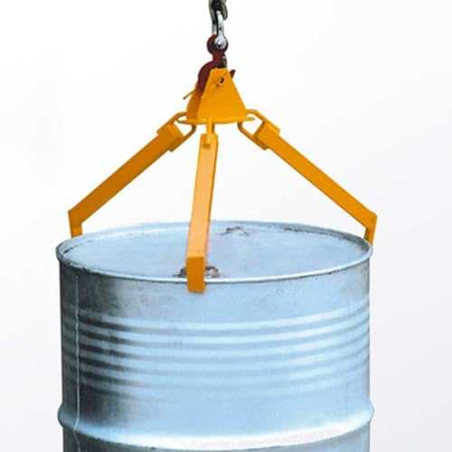 HJJP 1100 LBS Vertical Drum Lifter for 30-55 Gallon Steel and Plastic Drums - Alloy Steel Barrel Hook Spreader - Durable Drum Lifting Clamp