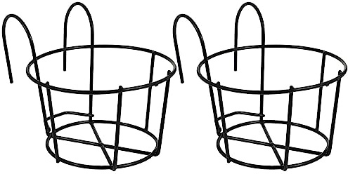 Angoily 2stücke Hängender Blumenständer Aus Eisen Für Balkon Handlauf-blumentopfhalterung Mit Haken Platzsparend Und Stilvoll Geeignet Für Zuhause Büro Und Garten Schwarz Klein