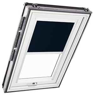 Tenda Oscurante Originale Roto ZRV - Guide di Scorrimento Laterali Bianco - per Finestre da Tetto delle Serie R6/R8, i8 e Classic 64/84 - Dimensioni 114/140 | 11/14 - Colore del Tessuto Blu