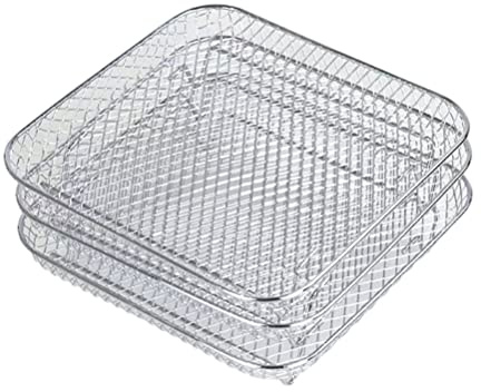 Rejilla Apilable 3 Niveles Acero Inoxidable para Freidora | Capa Triple Para Cocción Simultánea, Acero Inoxidable 304, Bandejas Deshidratadoras Para Freidora De Aire Horno, Cuadradas 20