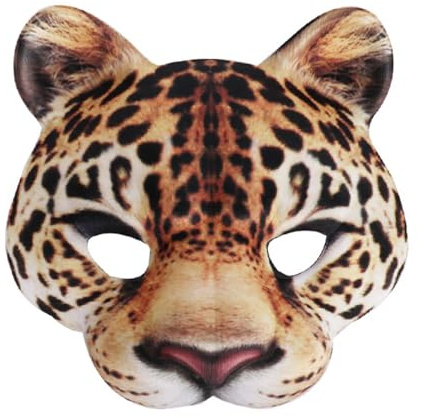 Vocoliday 1 x Halloween-Maske, Halbgesichtsmaske, Tier, gelber Leopardenmuster, Halbmasken für Halloween, Weihnachten, Geburtstag, Karneval, Festival, Urlaub, Bar, Party, Kostüm, Requisiten