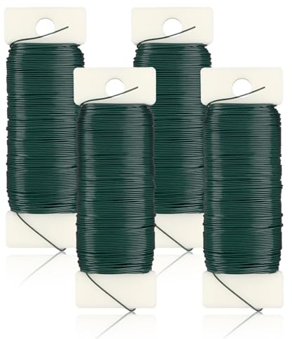 4 Rolls Wreath Wire 0.7mm x 35m Florist Wire Green Wreath Making Supplies | Floral Wire Floristry Wires Flexible Craft Supplies Wreath Making Kit for Halloween Xmas Wreaths Flower Arranging Crafting