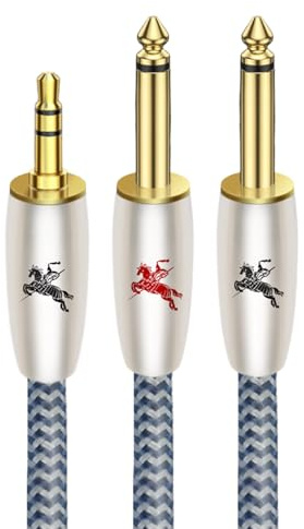 Impeto Cavo Audio Jack 3,5mm a doppio 6,35mm Alta Qualità Audiophile, Cavo Audio 3,5mm Maschio a Doppio Mono 6,35mm Maschio Cavi per Chitarra Elettrica, Mixer, Altoparlante, Amplificatore -1m