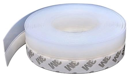 10M Window Sealing Strip, Self Adhesive Weather Stripping 35mm Width, Silicone Door Bottom Seal Strip Tape for Gaps of House Glass Shower Window and Door Weatherproof Soundproof, Transparent