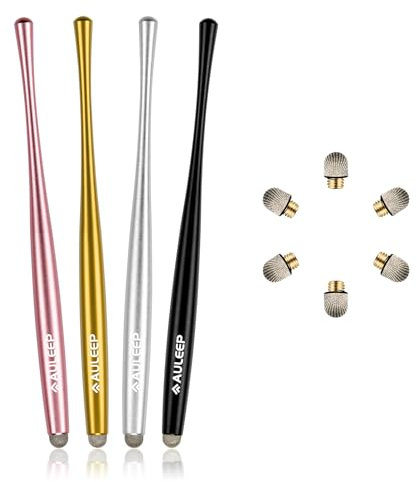 AULEEP Eingabestift Stylus Touchstift for Touch Screen 4 Pack with 6 Nanofiber Tips Stylus für Handy, Tablets, iPads, Kindles(Silbergrau/Schwarz/Rosé/Hellgold)