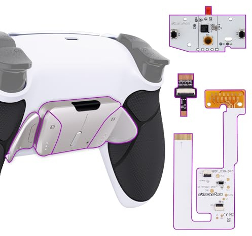 eXtremeRate Real Metal Buttons (RMB) Programable RISE4 V3 Remap Kit para ps5 Mando BDM-030/040/050 Actualización Board & Carcasa Trasera & 4 Palancas Botones Traseros para ps5 Control(Negro Plata)