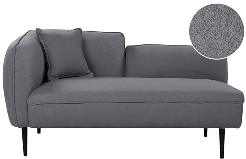 Beliani Chaiselongue Bouclé grau linksseitig mit Kissen Metallgestell modern Chevannes