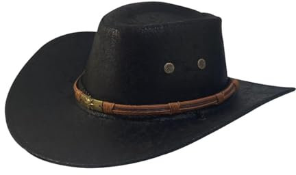 Dickly Cowboyhut für Damen und Herren, Lässiger Hut mit großer Krempe für Karnevalsauftritte, Schwarz