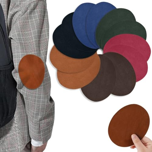 KUMSODE 12 Pcs Patches à Repasser, 11 x 14cm Ovales Patch Thermocollant Tissu Kit Patchs de Réparation Patch Thermocollants pour Vêtements Chemise Costume Veste Coudes et Genoux Trous de Réparation