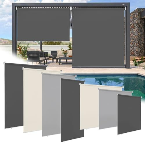 Ollewiellan Tenda da sole verticale 140 x 240 cm, 2x tenda da sole per balcone tenda avvolgibile laterale, resistente alle intemperie, terrazza, giardino, Antracite