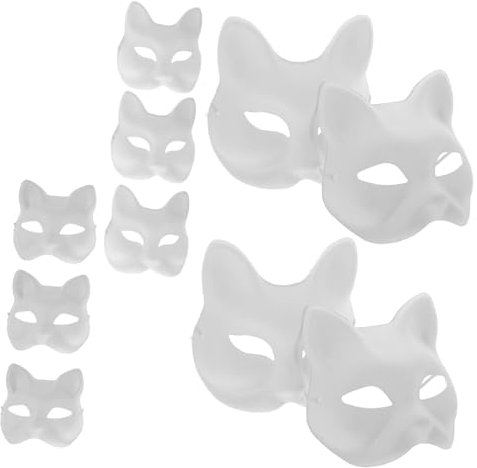 TINEASUR Katzenmaske - Unbemalte Tiermasken - Maskenbasis Aus Kunststoff Für Maskenpartys