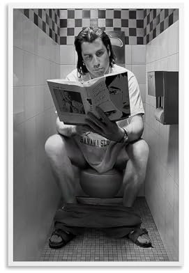 Generisch Pulp Movie Posters Fiction Lustiges Badezimmer Vincent Vega Auf Der Toilette Badezimmer Poster Für Zimmer, Ästhetische Leinwand-Wandkunst, Schlafzimmer-Dekor Poster 12x18inch(30x45cm)