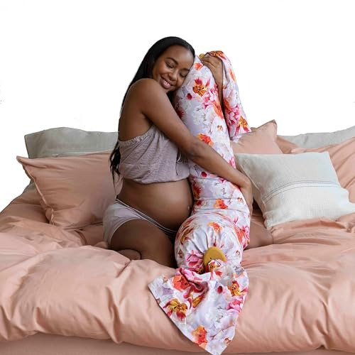 bbhugme Verstellbares Schwangerschaftskissen - Ganzkörperstütze für Seitenschläfer - Einstellbare Festigkeit und Form - Unterstützt Rücken, Beine, Bauch, Hüfte für Schwangere - Abnehmbarer Bezug