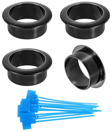 sourcing map 4Pcs Desk Grommets, 1-3/8 (35mm) ABS Plastic Cable Hole Cover Wire Cord Organizer with Marked Cable Ties for Home Office Desktop Wire, Metallic Black