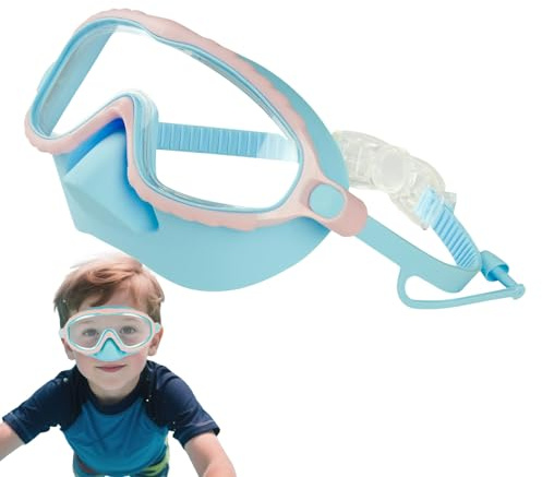 Occhiali da nuoto con copertura naso, maschera da piscina Junior che protegge il naso – anti-perdita regolabile anti-appannamento confortevole visione chiara da 4 a 15 anni, unisex per immersioni
