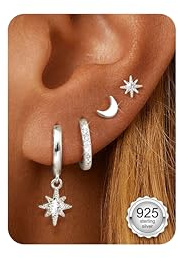 Dochais Ohrringe Silber 925 Stecker für Damen 14K Gold Vergoldet Ohrstecker Creolen Ohrringe Set Hypoallergen Ohrring Piercing Ohr Schmuck Gold Vergoldet