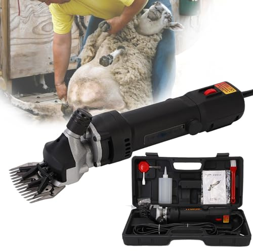 Tondeuses électriques pour Moutons 6 Vitesses, cisaille Professionnelle 690W, kit de toilettage pour bétail de Ferme pour Pelage épais Animal Noir