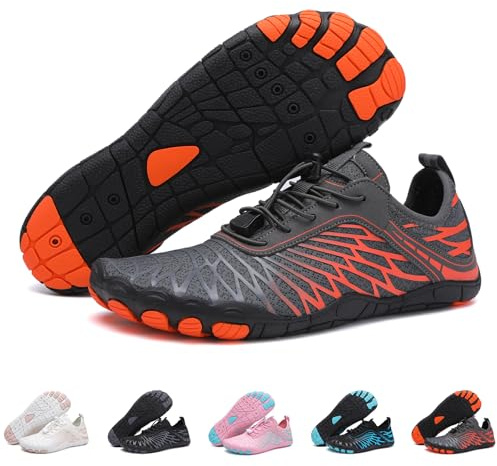 Barezoey Zapatos descalzos para mujer, zapatos descalzos para hombre, zapatos de agua saludables y cómodos, para caminar, para agua, playa, puntera ancha, zapatos de natación, zapatos de senderismo