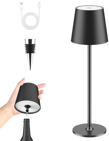 YICAIZI Lampada LED da Tavolo Senza Fili Nero Corvino