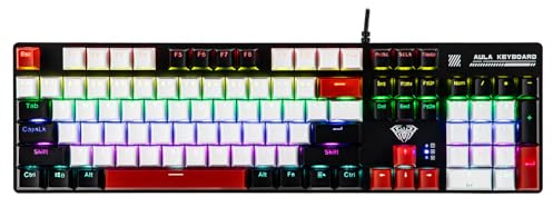 MechLands Aula S500 Wired Gaming Keyboard, Full Mechanical Keyboard (Black&Red, Blue Switch)