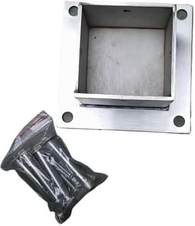2er-Pack quadratische Säulengrundplatte for Holzzaunpfostenanker – Metallhalterung for Anschrauben mit Installationssatz for Beton(100x100mm)