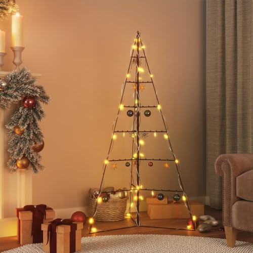 IKAYAA Árbol de Navidad de Metal, Árboles de Navidad Moderna, Adorno para Navideña, Marco Navideño Decorativo, Árbol de Navidad Negro 140 cm