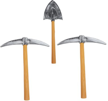 SHERCHPRY Set 3 Accessori da Cosplay per Minatori di Halloween in Plastica, Puntello e Piccone di Schiuma, Oggetti di Scena per Spettacoli Teatrali, Feste a Tema e Carnevale