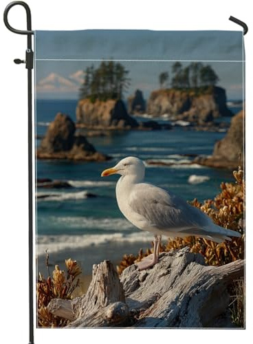 Plage Côtière De Goélands Blancs Drapeau Décoratif Bannière Solide Drapeau De Jardin Pour Fête Bar Jardin 30X45Cm