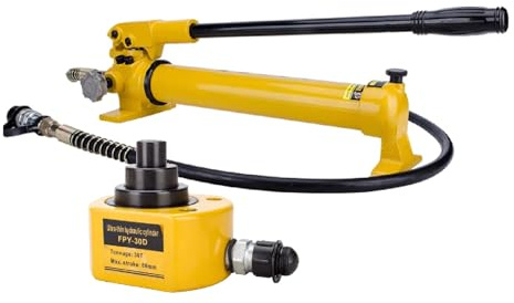 Kit Di Alimentazione For Martinetto Idraulico A Basso Profilo + Pompa Manuale Idraulica CP-700, Microcilindro Industriale A Corsa, Multisezione(30T jack+CP-700 hand pump)
