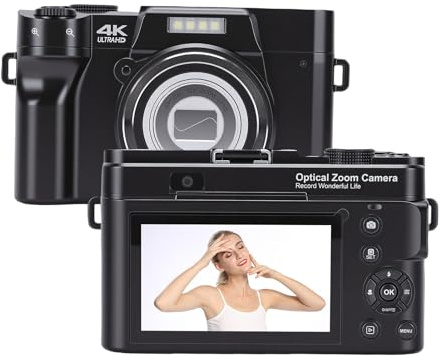 Annadue Appareil Photo Numérique 4K 75MP, Appareil Photo Compact WiFi avec Mise au Point Automatique, Zoom Optique 12X, Flash intégré, pour la Photographie de Voyage et Le