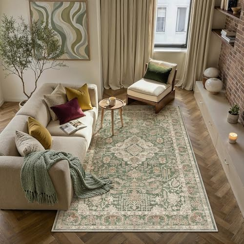 PureCozy Alfombra Salon Verde 120x170cm Lavable