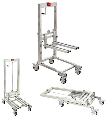 GZGHRZQS Impilatore Manuale,Carrello Elevatore Manuale Ad Argano, Portatile Leggero con Tavolo Elevatore Carico 60 kg,Altezza Min 17 cm Max 85 cm Ruote Girevoli Magazzino
