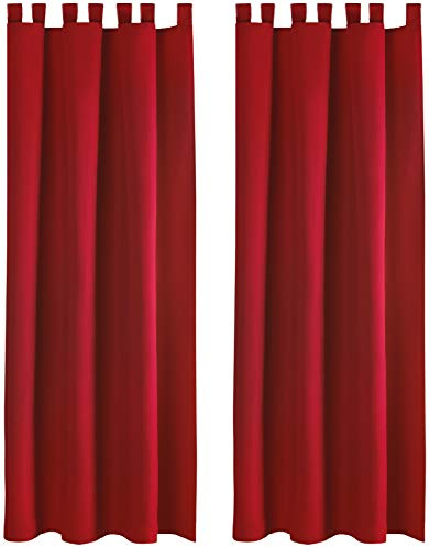 Bestlivings Blickdichte Gardine im 2er Pack mit Schlaufen (140x145 cm/Rot), in vielen Farben