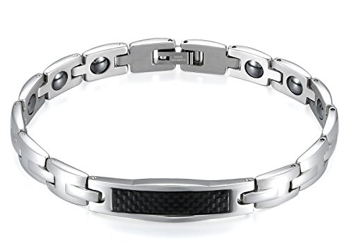 JewelryWe Magnetarmband Herren Magnet Armband 12mm Klassisch Edelstahl Poliert Magnetisch Armreif Armkette Geschenk für Männer Freunde Vater