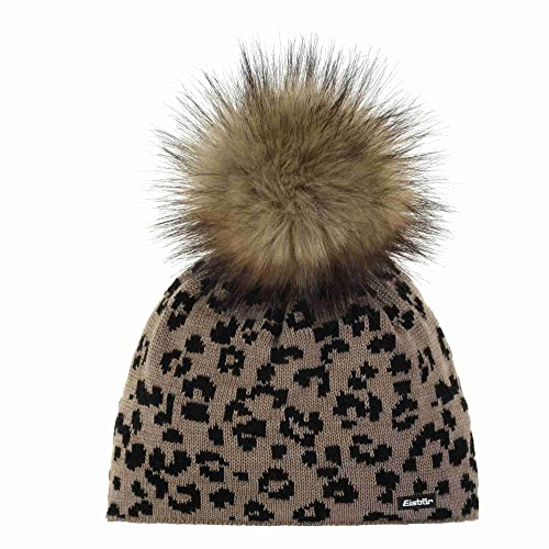 Eisbär Leora Lux Bommelmütze Strickmütze Wintermütze Damenmütze Damen - Made in Austria mit Futter, Futter Winter Herbst-Winter - One Size beige