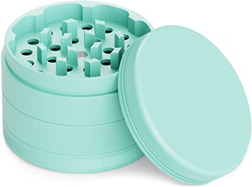 Keramik Grinder Crusher Haftfrei | 4-teilig | Nano Keramik beschichtete Kräutermühle | Ø 63 mm | inkl. Tragetasche, Pollenschaber, Pinsel und Mundstück