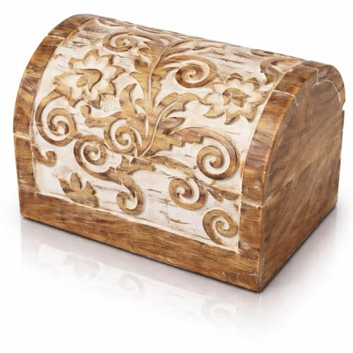 Tolles Geburtstagsgeschenkideen handgefertigt dekorative hölzerne Schmuckkiste Schmuck Veranstalter Andenkenkasten Schatztruhe Schmuckhalter Aufbewahrungsschloss Box Hauswarming Geschenke (White)