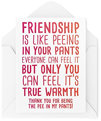 Lustige Best Friend Karten, Bestie Karte, Freundschaft ist wie Peeing in Your Pants, für sie Dankeschön Geburtstag Danke Freunde Witz CBH500