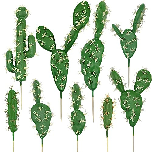 Woohome 9 Stück Künstliche Sukkulenten Blumen Pflanzen, Sukkulenten Künstlich Kaktus Stiele Heimdeko Innenbereich Garten DIY Zubehör für Zuhause Indoor Fairy Garden Dekorationelk