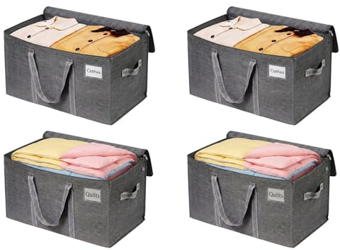 VENO 4 Pack Heavy Duty Moving Bags, Extra Large Storage Bags with Reinforced Handles & Strong Zippers, Foldable & Reusable Moving Box Alternative for Clothes & Dorm Storage